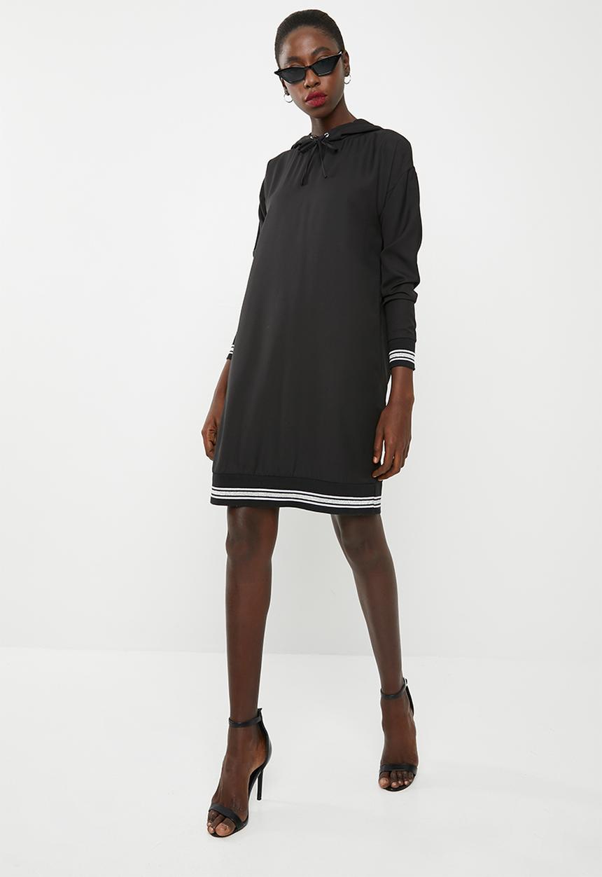 Noisy May - Sarah long sleeve hoodie dress - black