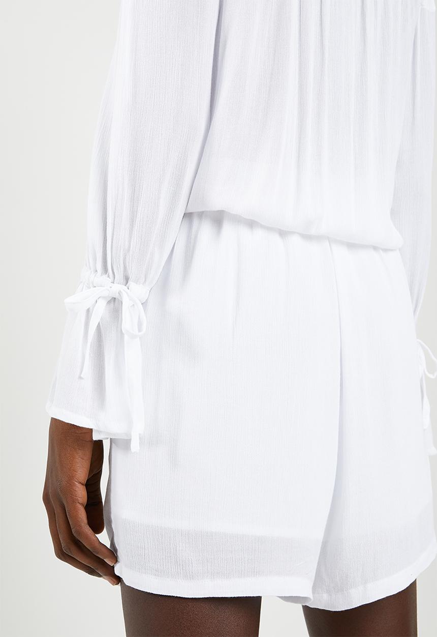 Noisy May - Alberte long sleeve playsuit - white