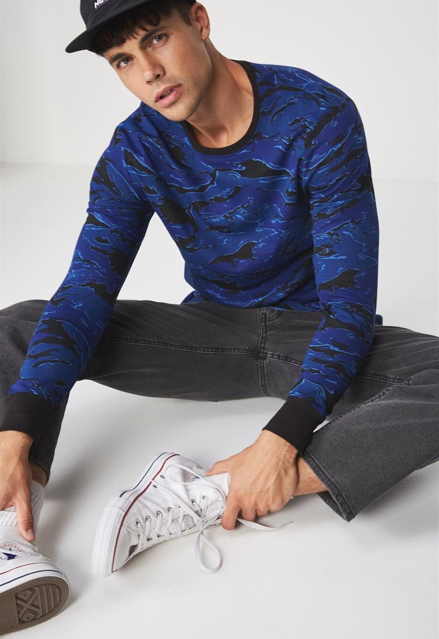 Cotton On - Tbar tee long sleeve - blue