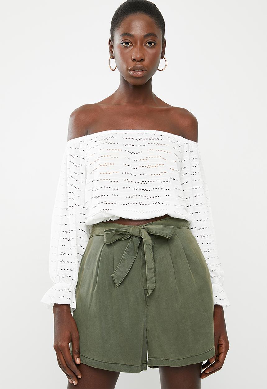 ONLY - Karola 3/4 off shoulder top - cream