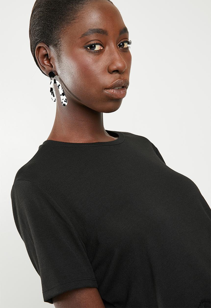 ONLY - Bella lace short sleeve top - black