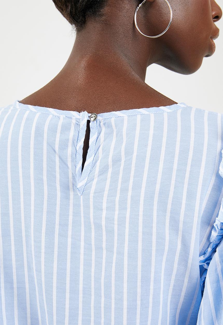 ONLY - Hala big sleeve frill denim top - blue