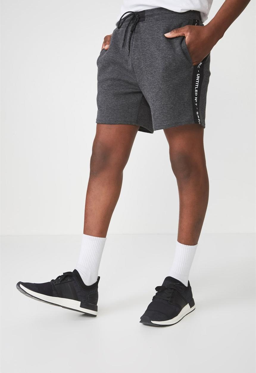 Cotton On - Coar side stripe double knit shorts - grey