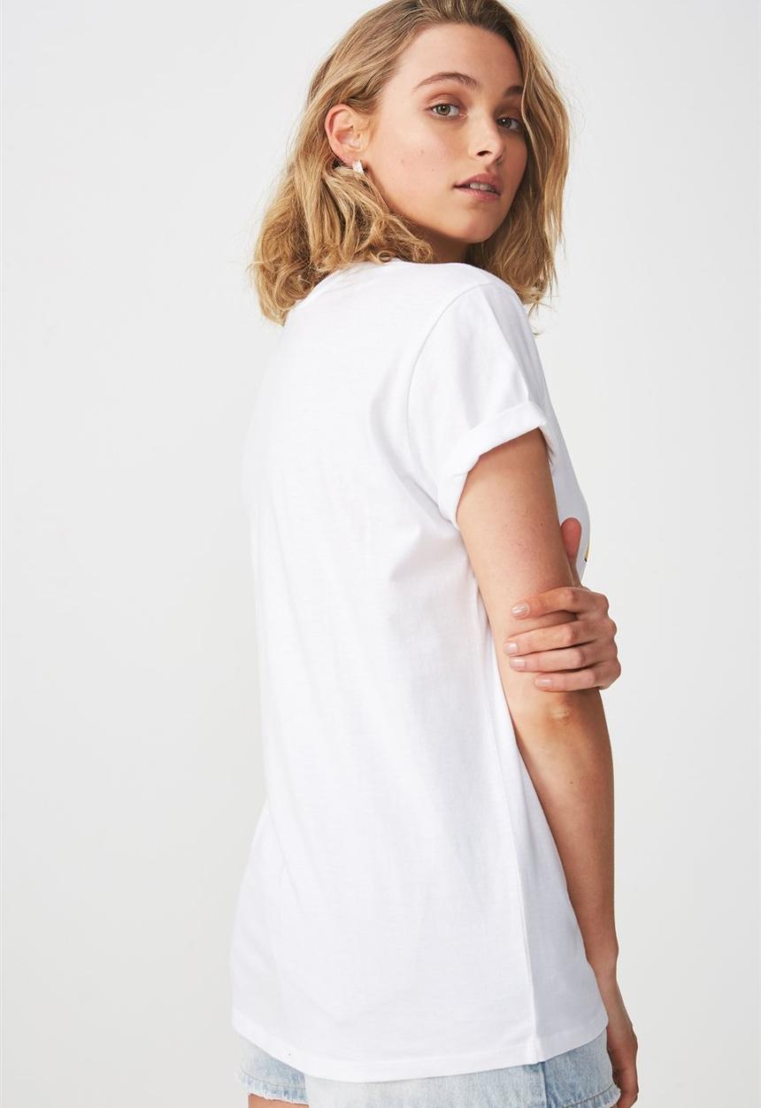 Cotton On - Tbar fox graphic logo tee - white