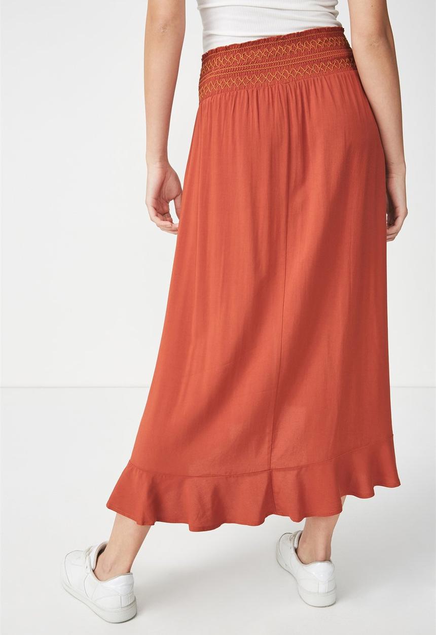 Cotton On - Woven hayley high low midi skirt - orange 