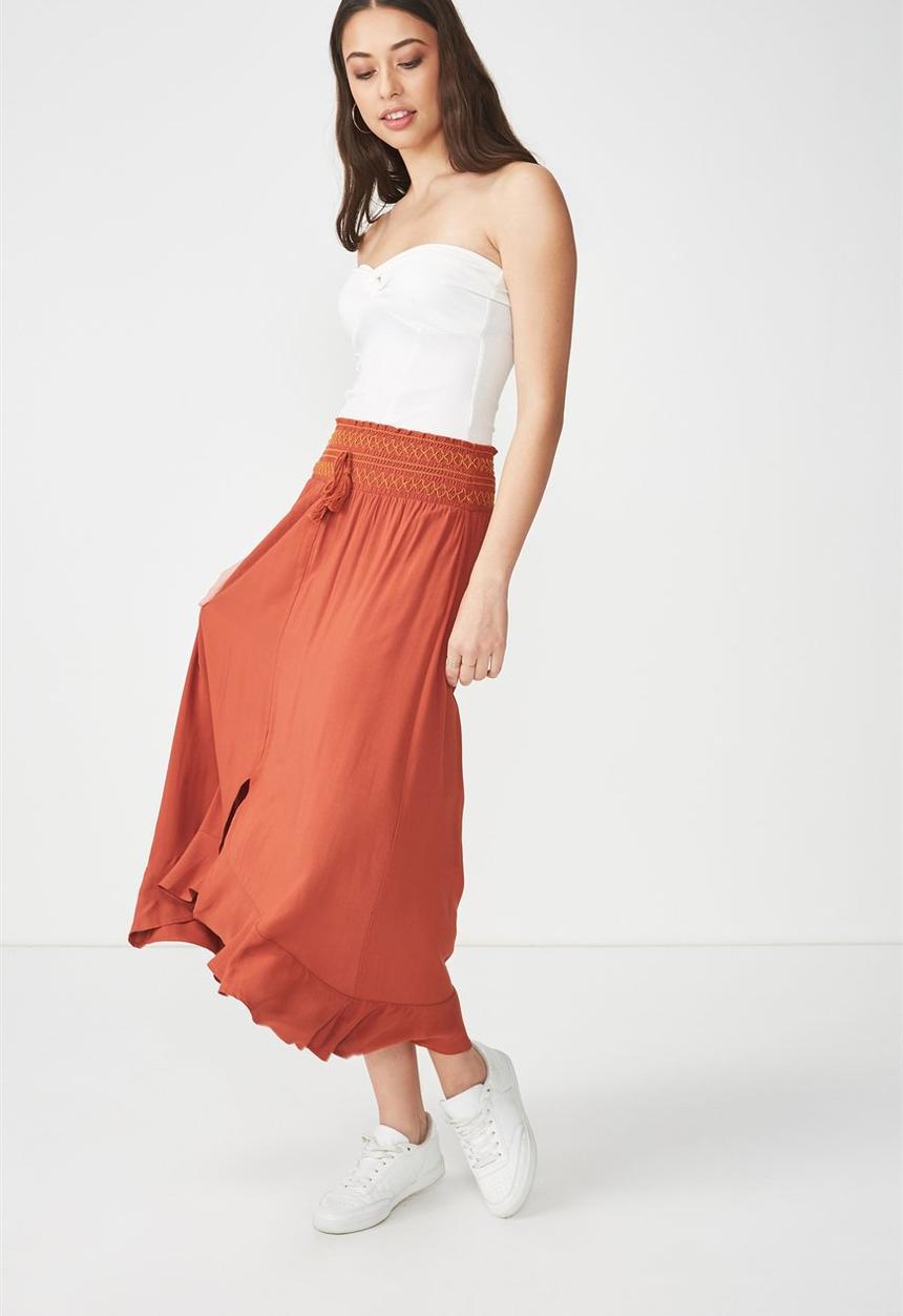 Cotton On - Woven hayley high low midi skirt - orange 