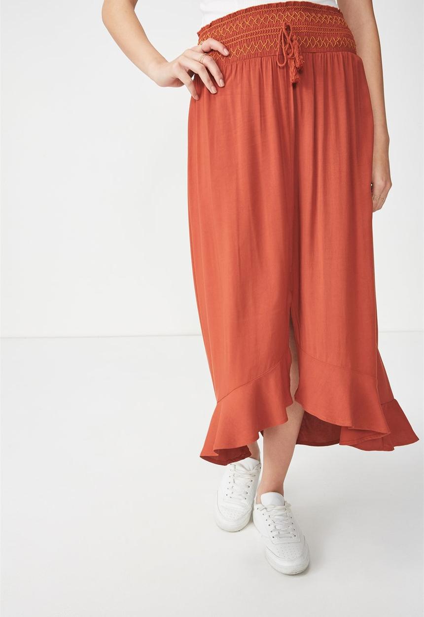 Cotton On - Woven hayley high low midi skirt - orange 
