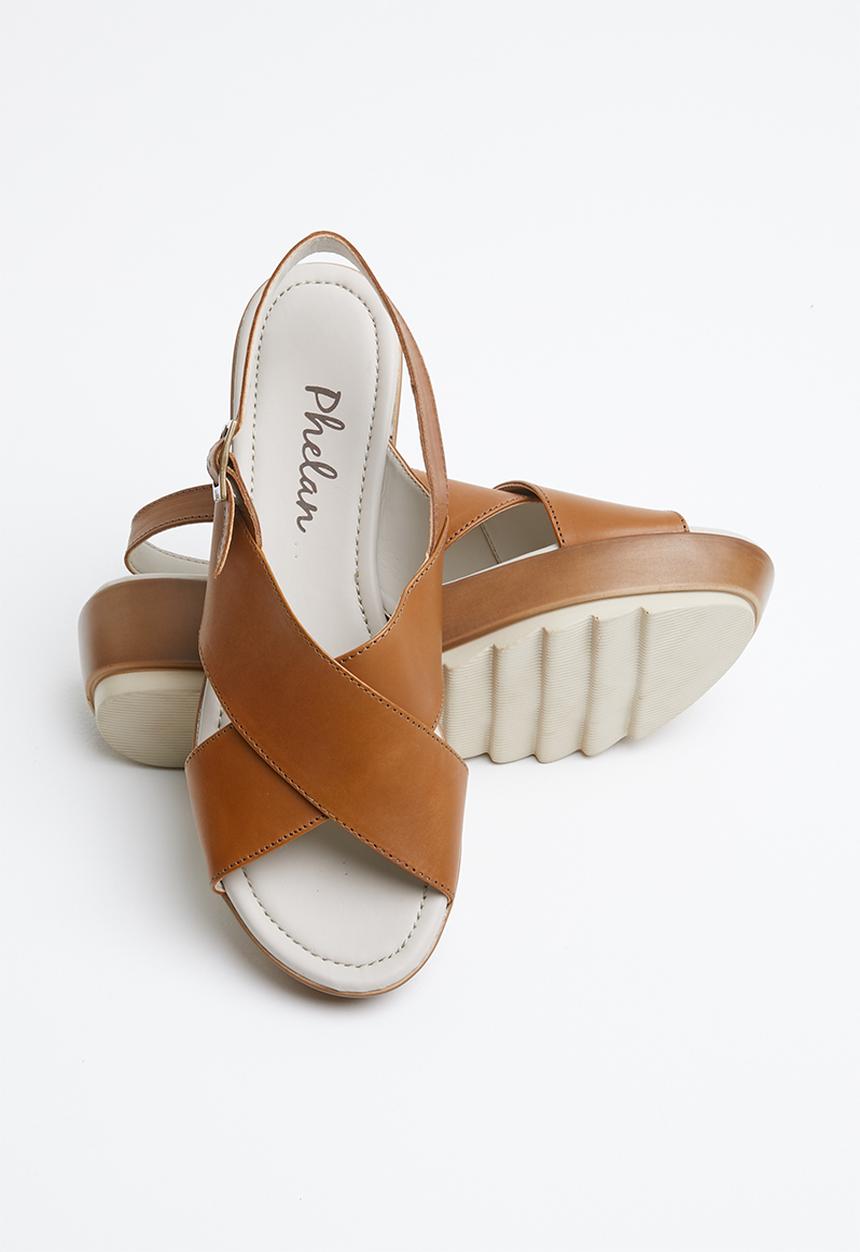 Phelan - Slingback leather flatform - tan