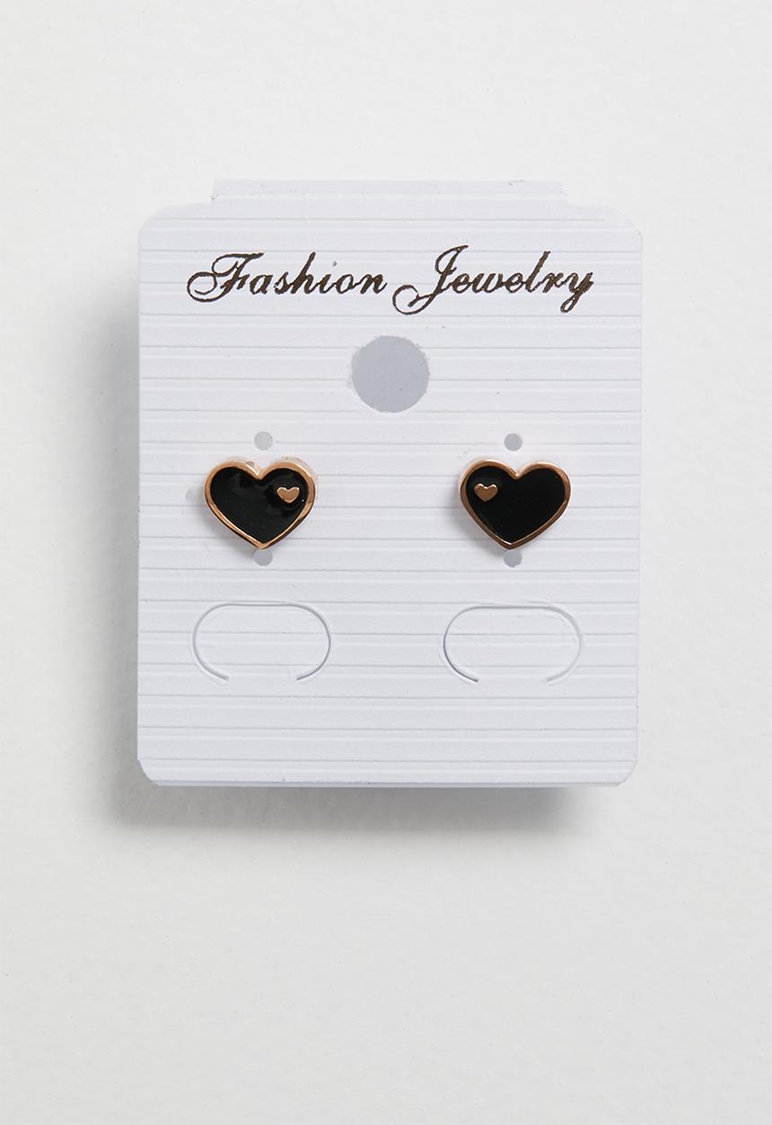 Pop Candy - Heart earrings - rose gold & black 