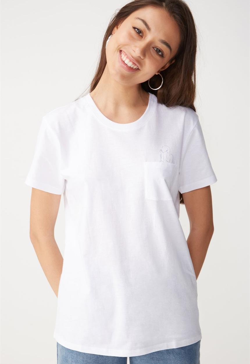 Cotton On - Tbar fox graphic T-shirt - white
