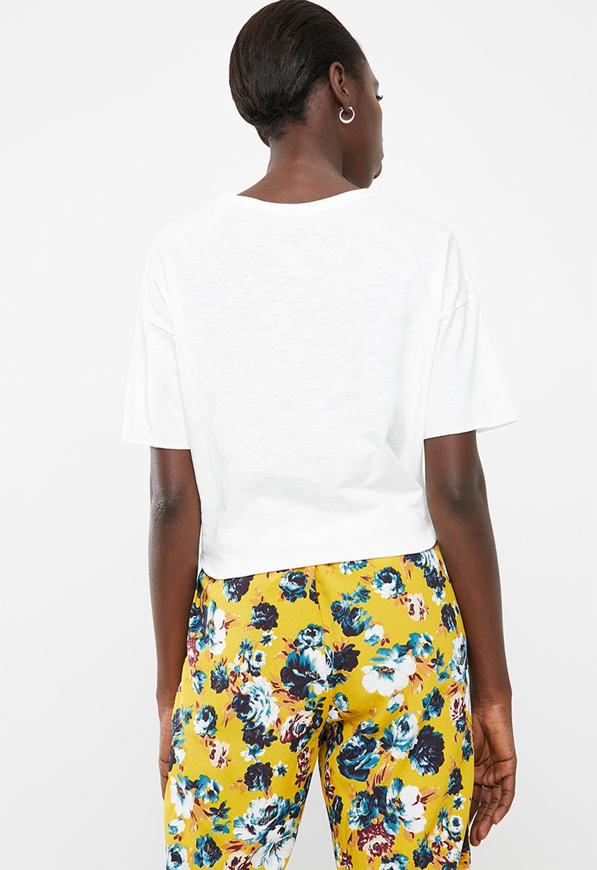 Vero Moda - Mascha short sleeve knot top - white