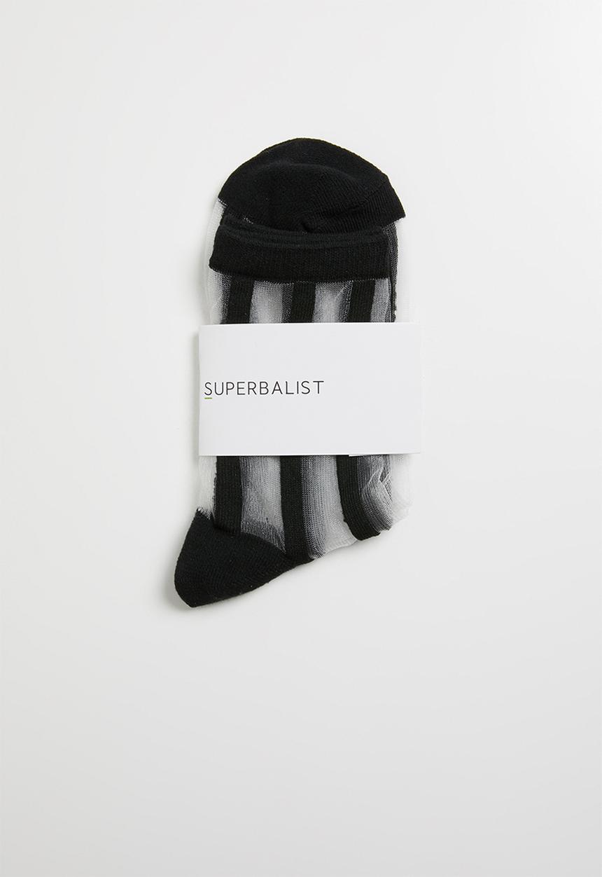 Superbalist - Stripe sheer socks - black