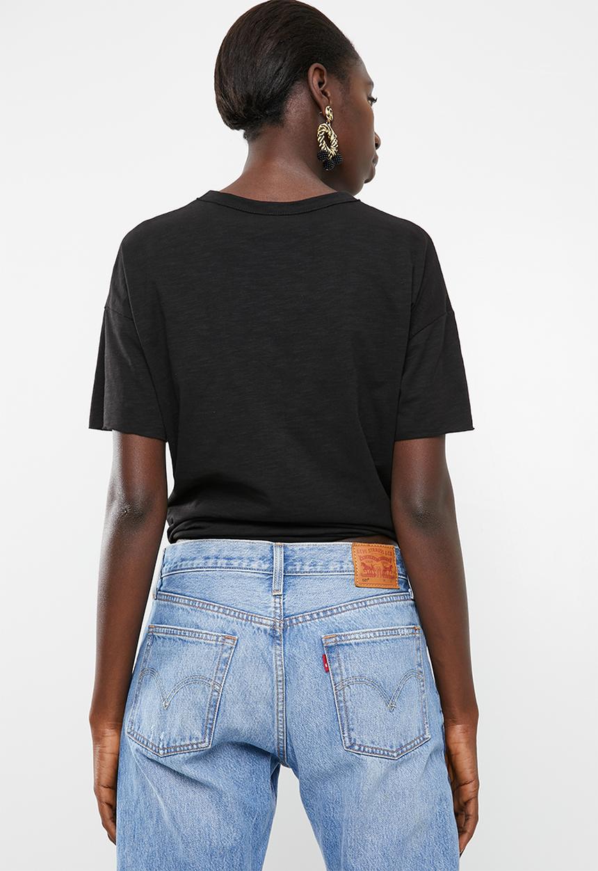 Vero Moda - Mascha short sleeve knot top - black
