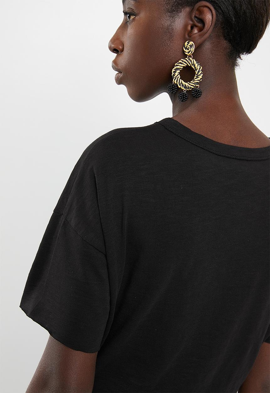 Vero Moda - Mascha short sleeve knot top - black