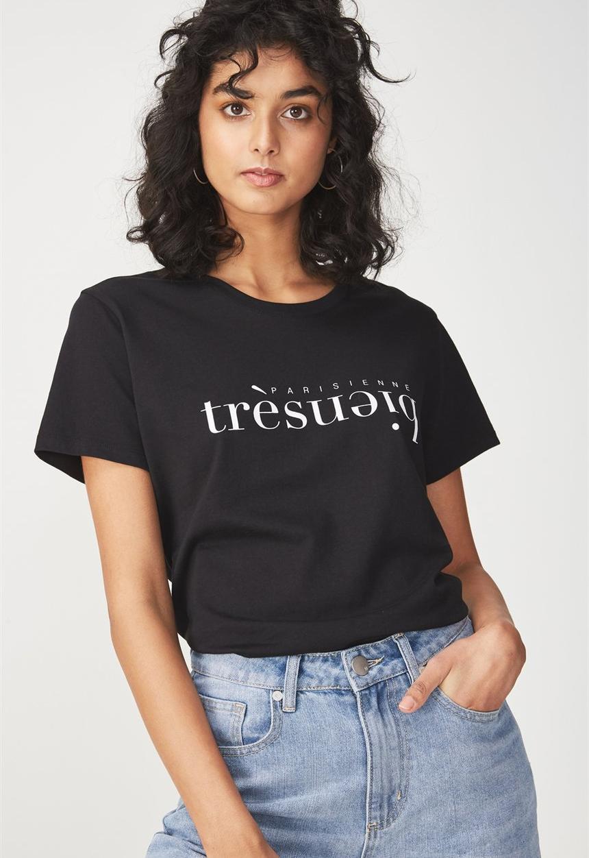 Cotton On - Tbar fox graphic tee - black