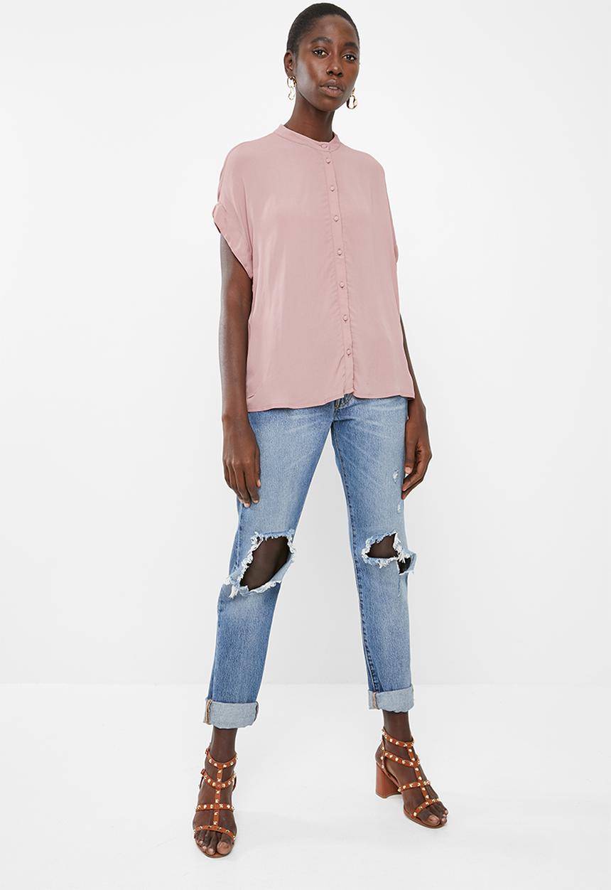 Vero Moda - Daisy tie short sleeve blouse - pink