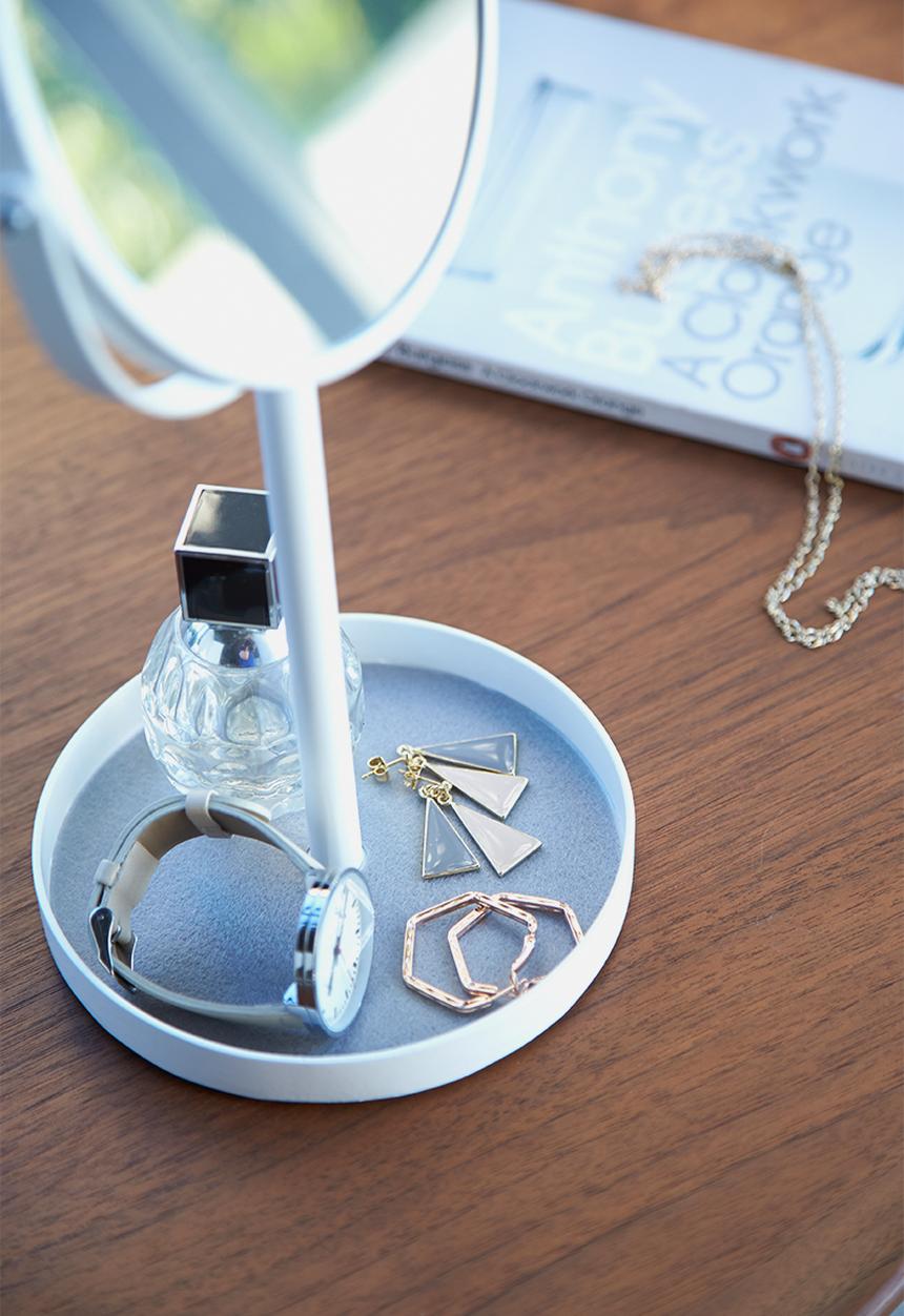 Yamazaki - Tower make up mirror with accessory tray - white