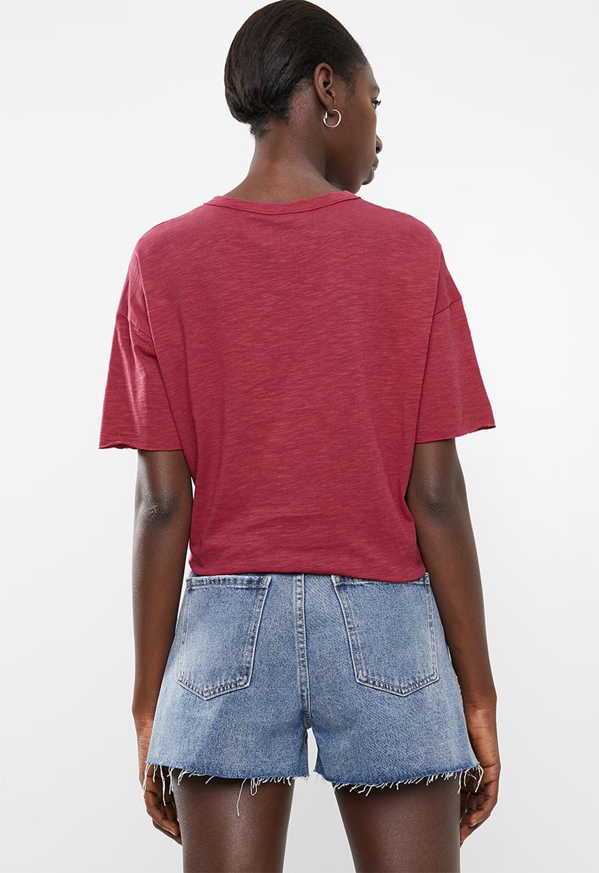 Vero Moda - Mascha short sleeve knot top - red