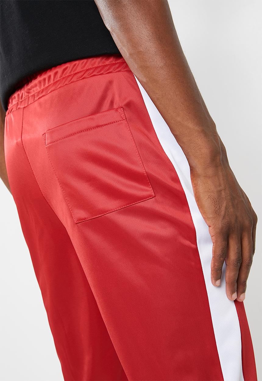 Superbalist - Slim side stripe tricot pant - red and white