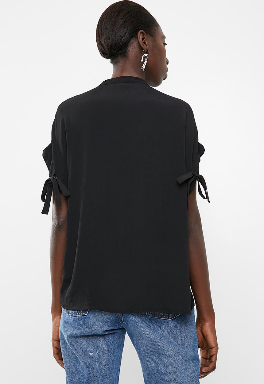 Vero Moda - Daisy tie short sleeve blouse - black