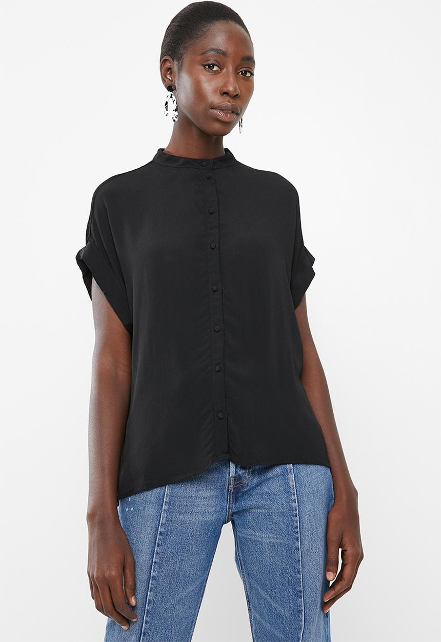 Vero Moda - Daisy tie short sleeve blouse - black