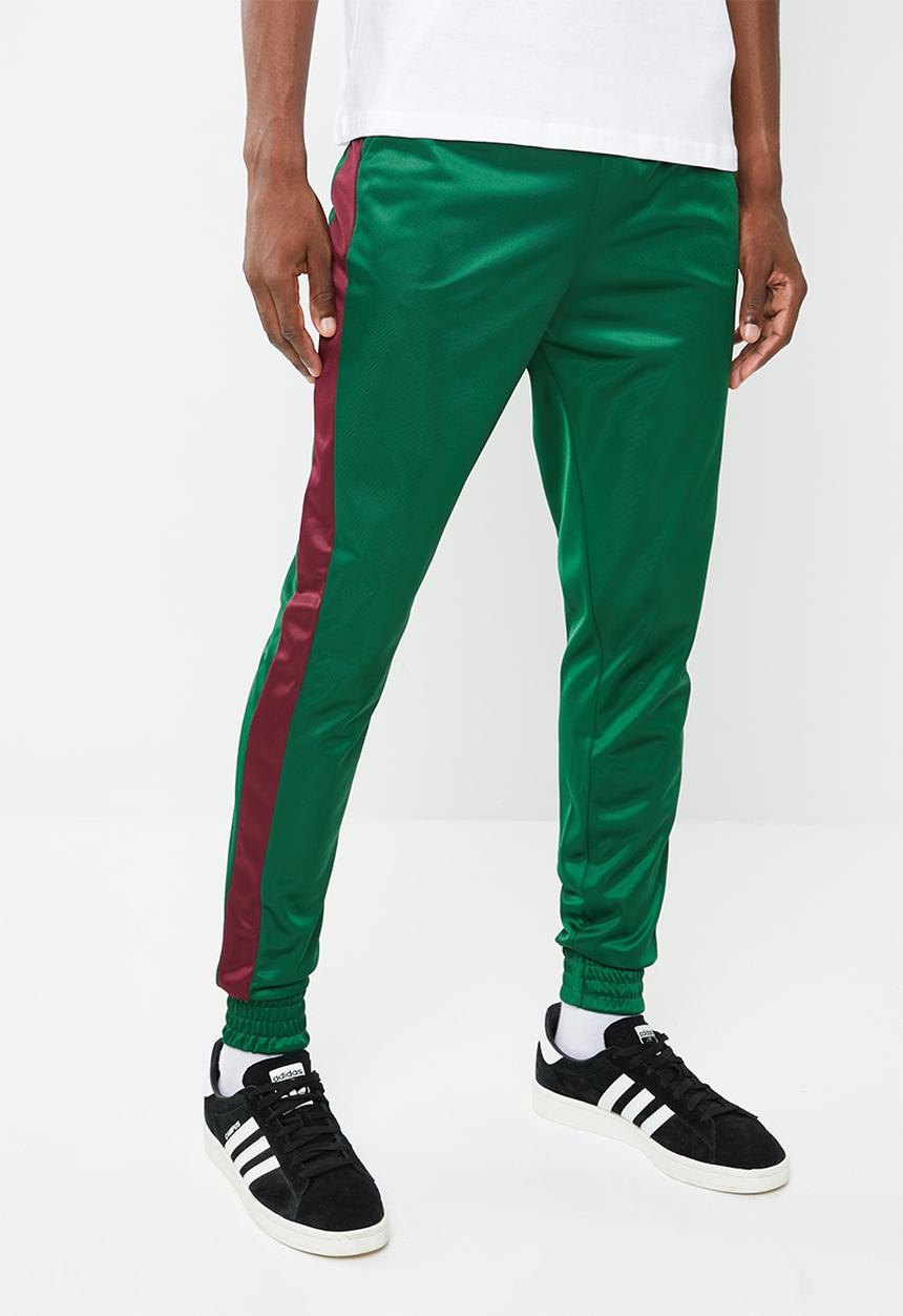 Superbalist - Slim side stripe tricot pant - green and maroon