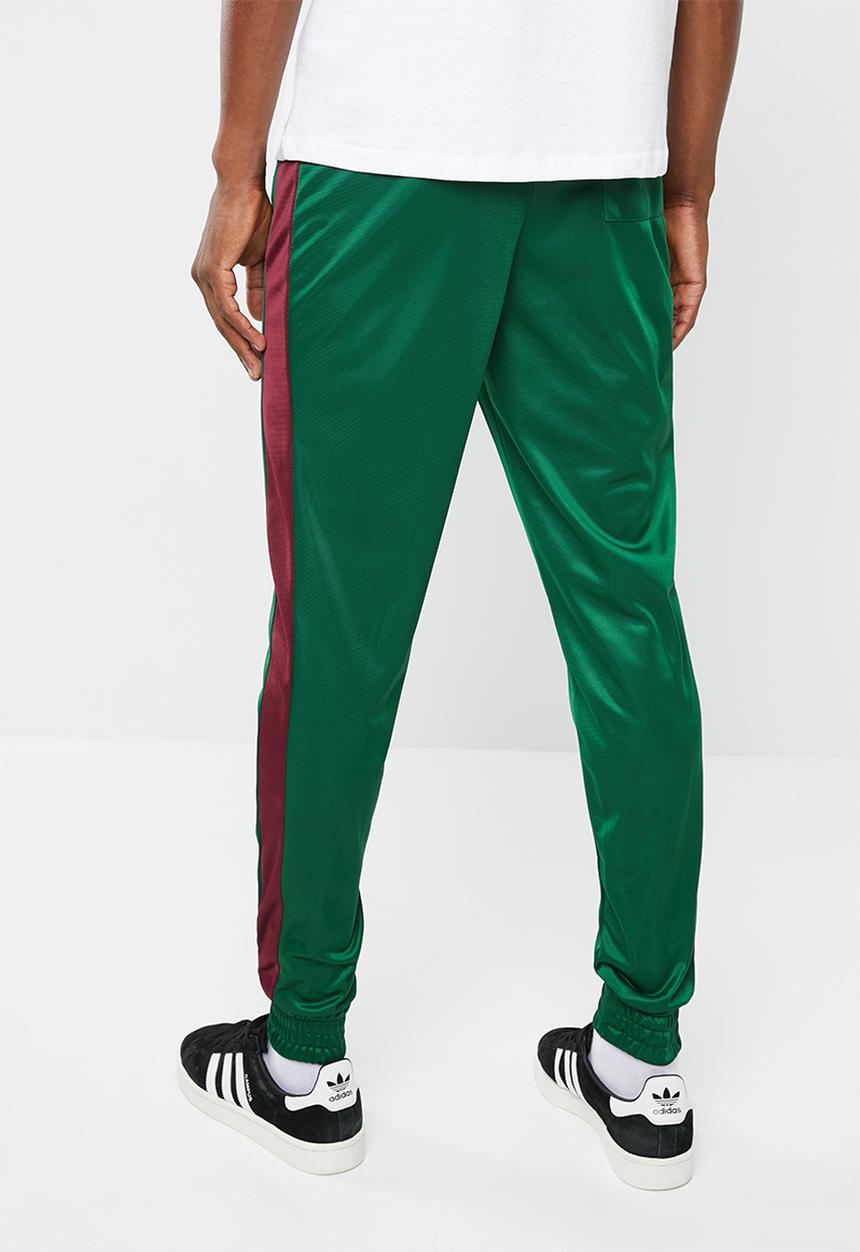 Superbalist - Slim side stripe tricot pant - green and maroon