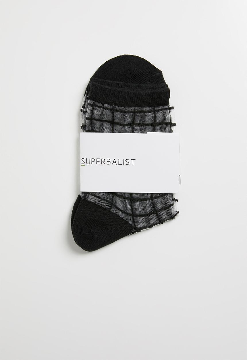 Superbalist - Check sheer socks - black 
