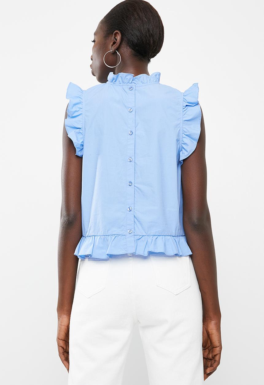 Vero Moda - Crisp frill top - blue