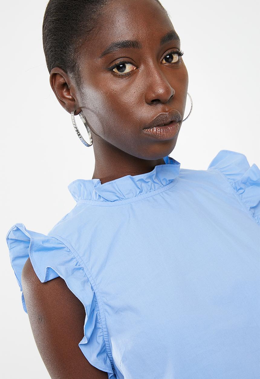 Vero Moda - Crisp frill top - blue