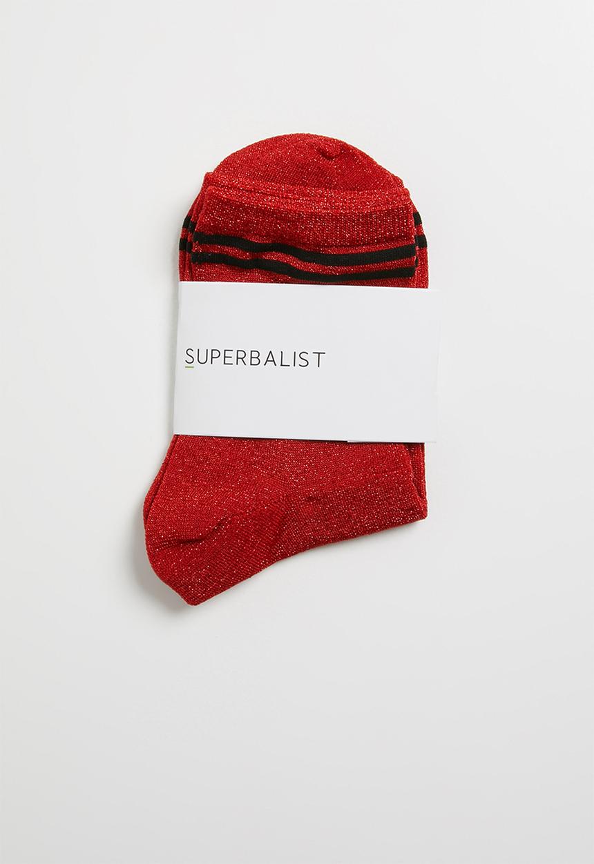 Superbalist - Sparkle ankle socks - red