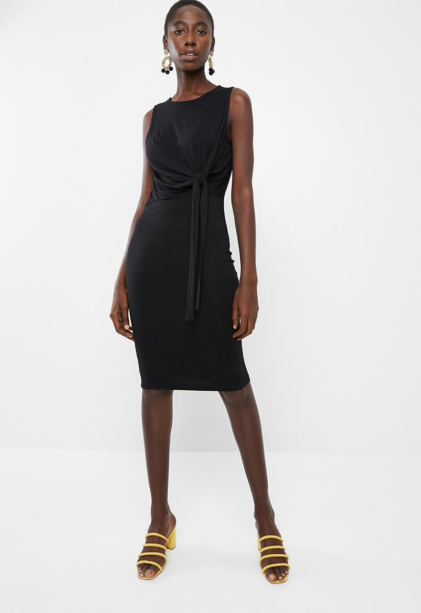 Vero Moda - Louisa knot short sleeve knee dress - black