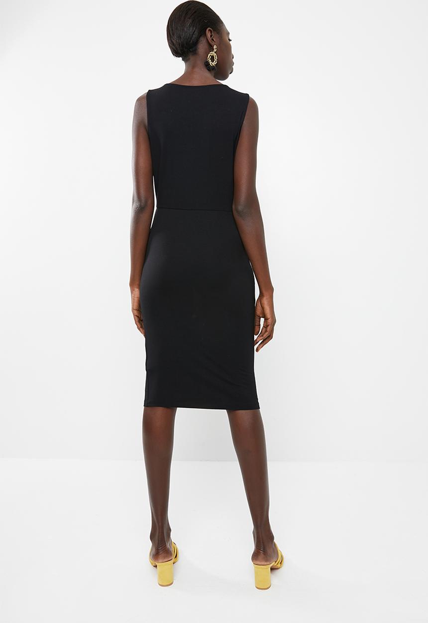 Vero Moda - Louisa knot short sleeve knee dress - black