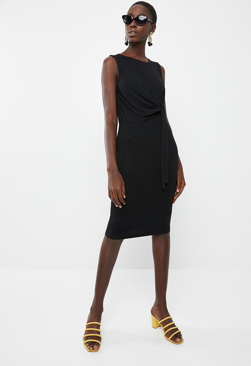 Vero Moda - Louisa knot short sleeve knee dress - black
