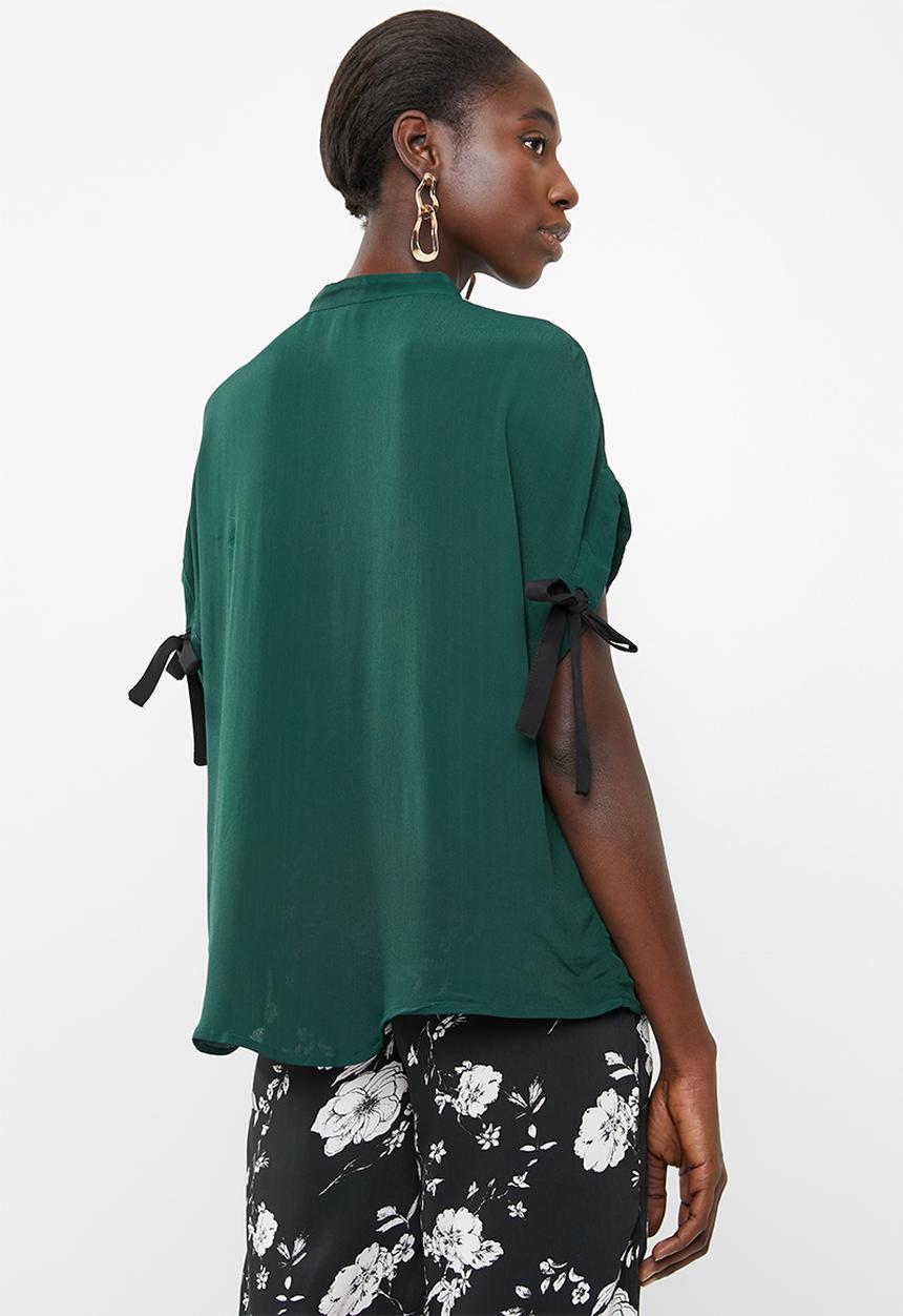 Vero Moda - Daisy tie short sleeve blouse - green