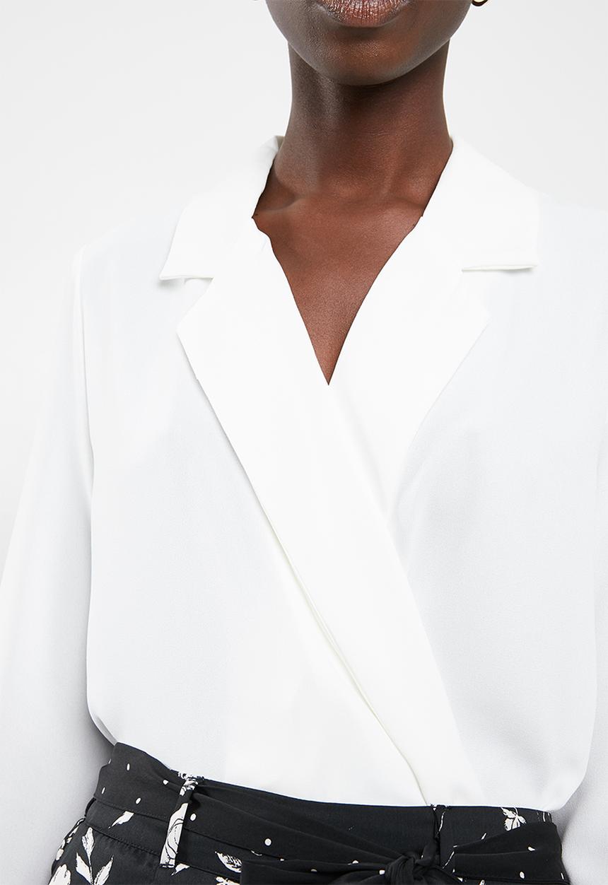 Vero Moda - Freya long sleeve shirt bodysuit - white