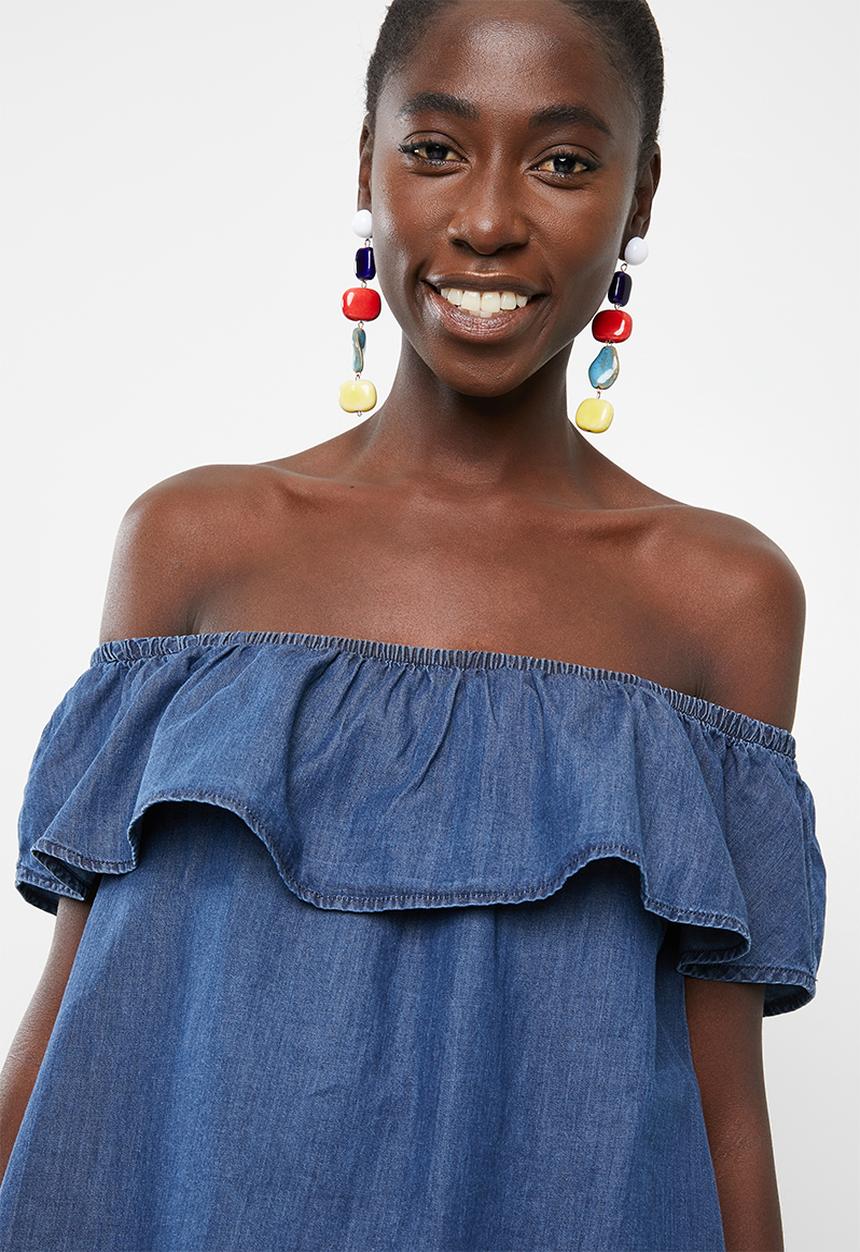 Vero Moda - Emilia chambray frill top - blue