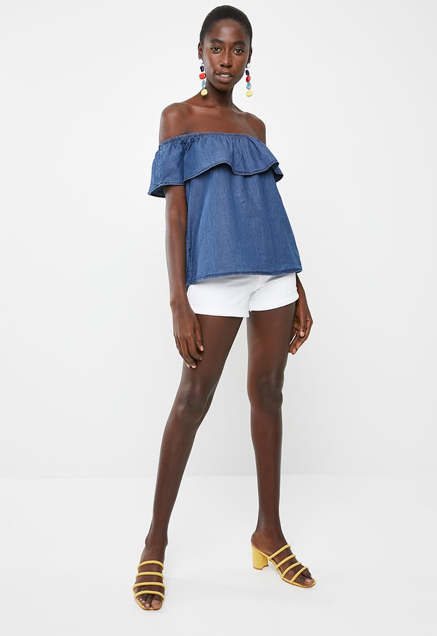 Vero Moda - Emilia chambray frill top - blue