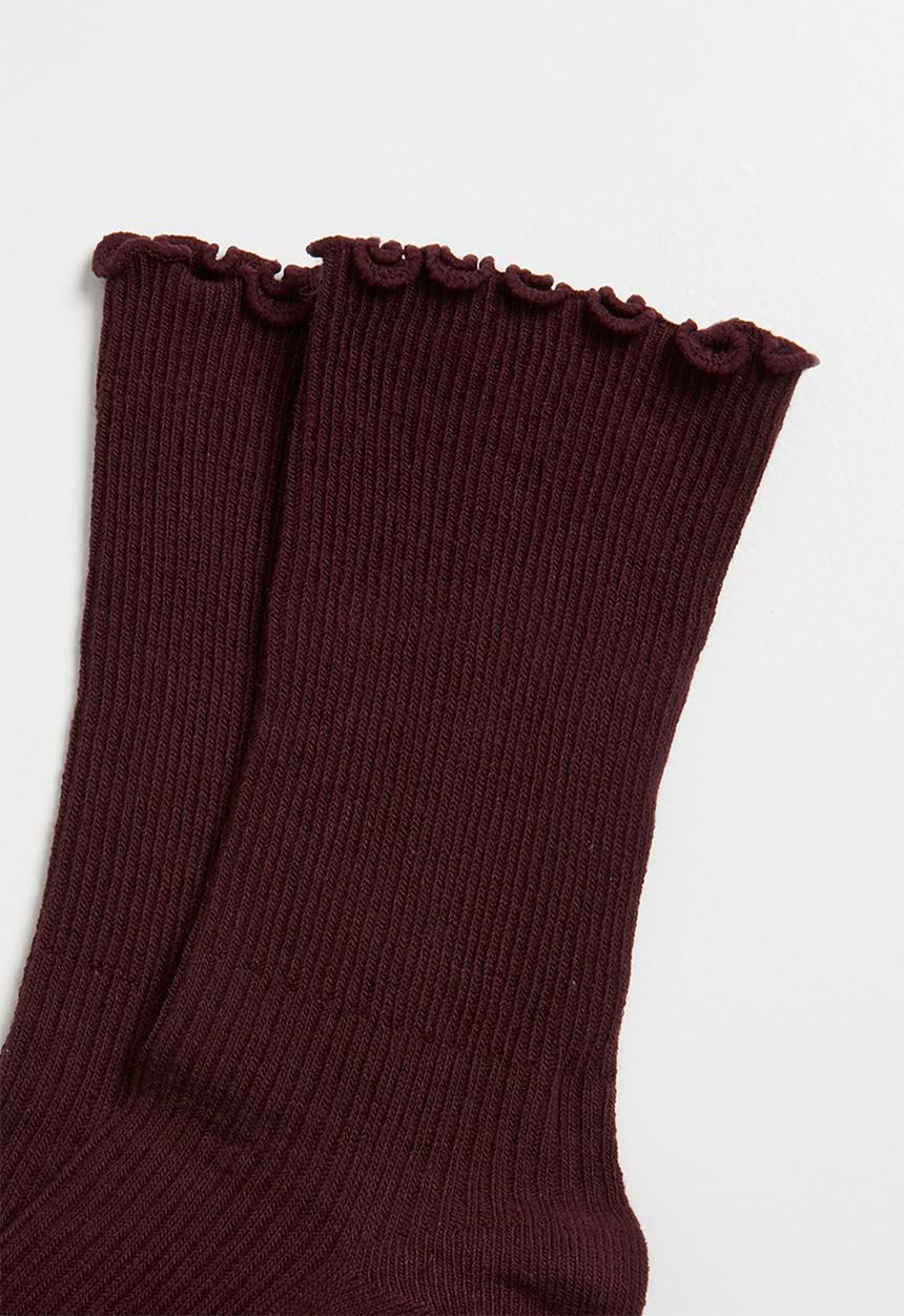 Superbalist - frill ankle socks - burgundy