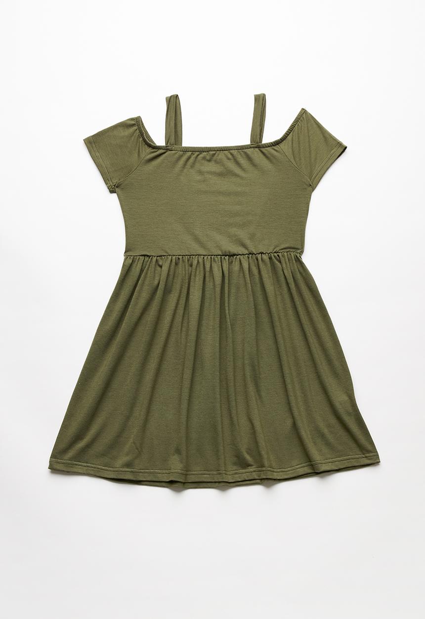 Rebel Republic - Cold shoulder dress - green