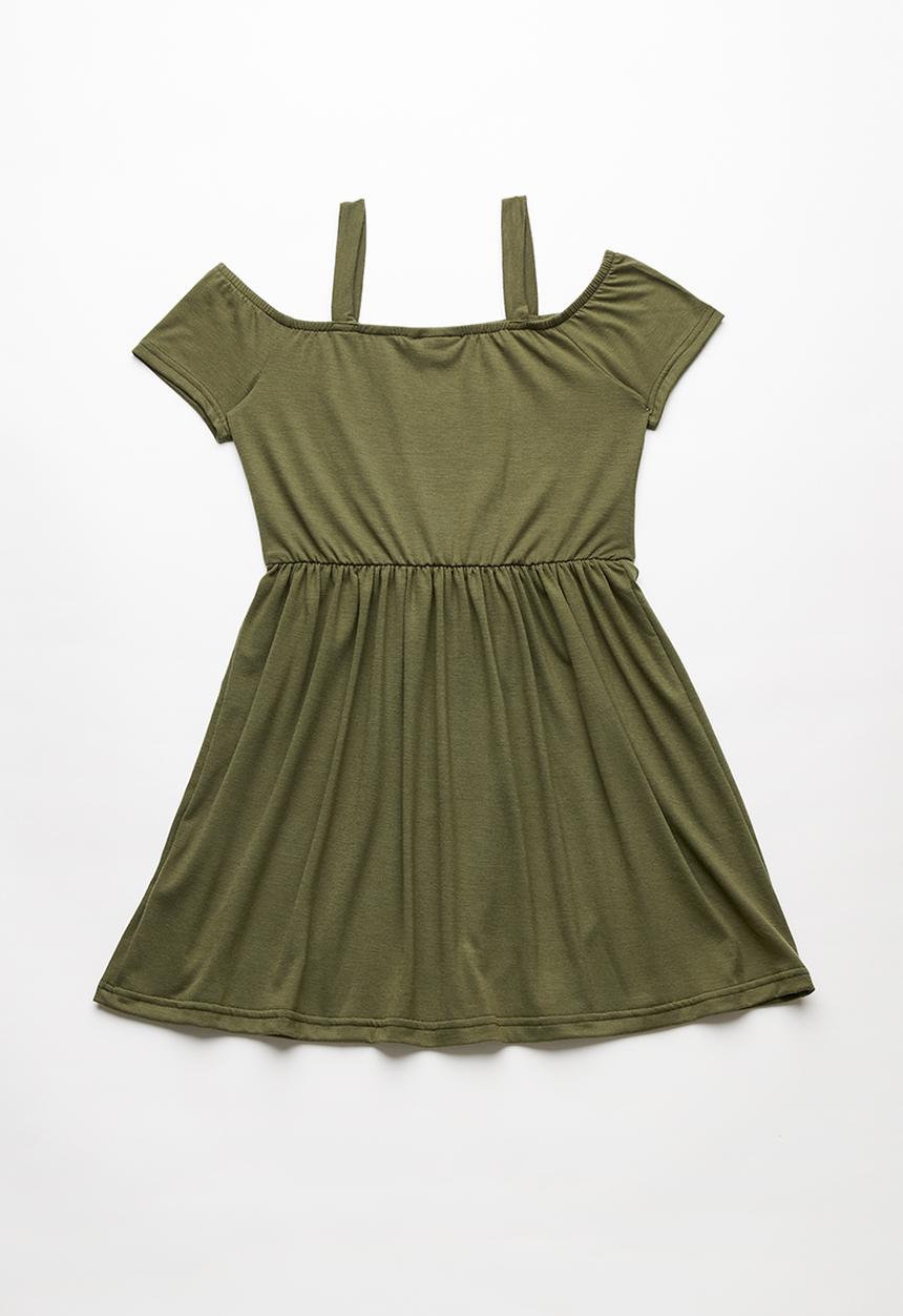 Rebel Republic - Cold shoulder dress - green
