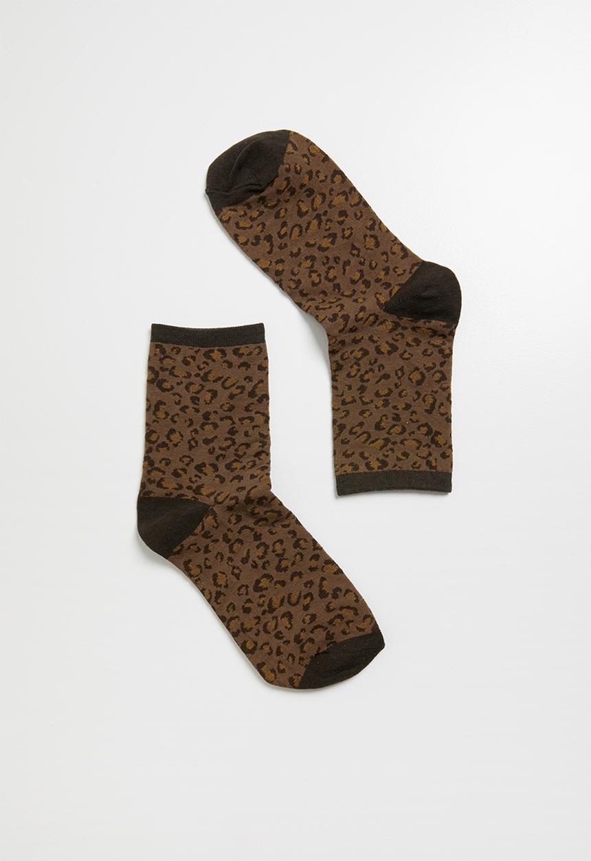Superbalist - Animal print ankle socks - brown