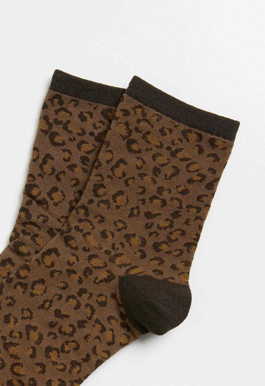 Superbalist - Animal print ankle socks - brown