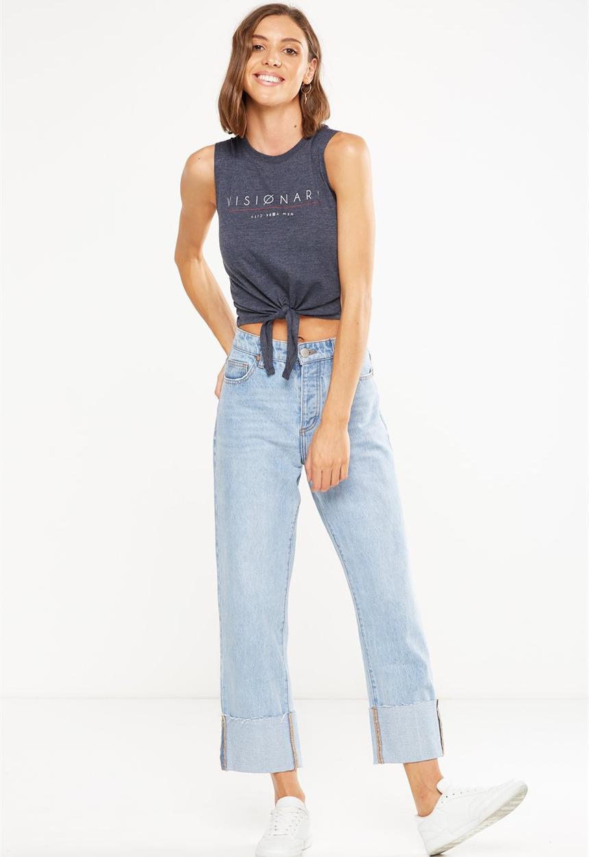 Cotton On - Tbar maeve tie front tank - blue