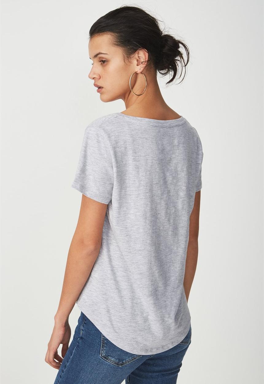 Cotton On - The deep v-neck tee - grey 