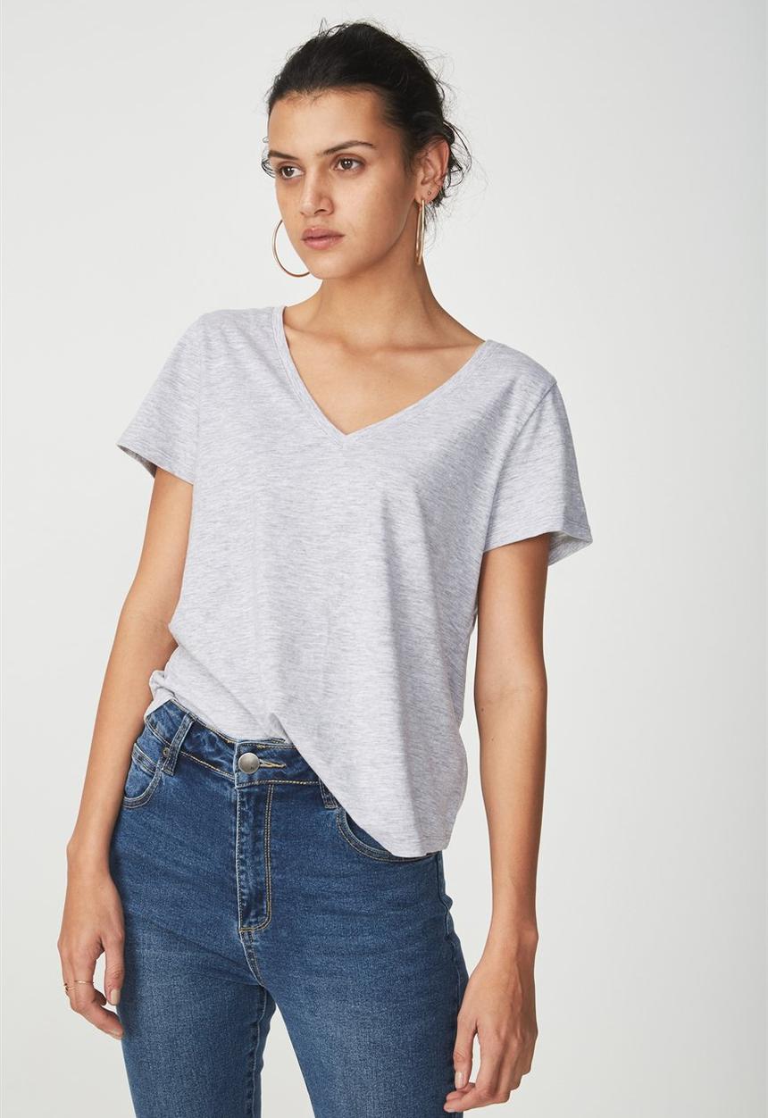 Cotton On - The deep v-neck tee - grey 