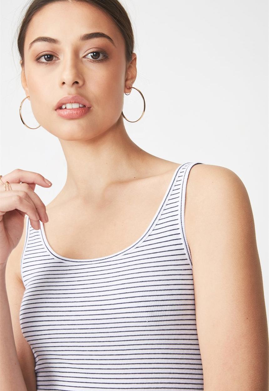 Cotton On - Everyday summer femme tank - white & navy 