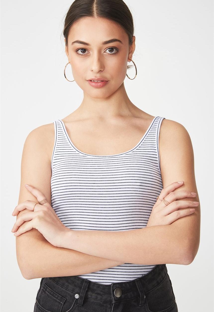 Cotton On - Everyday summer femme tank - white & navy 