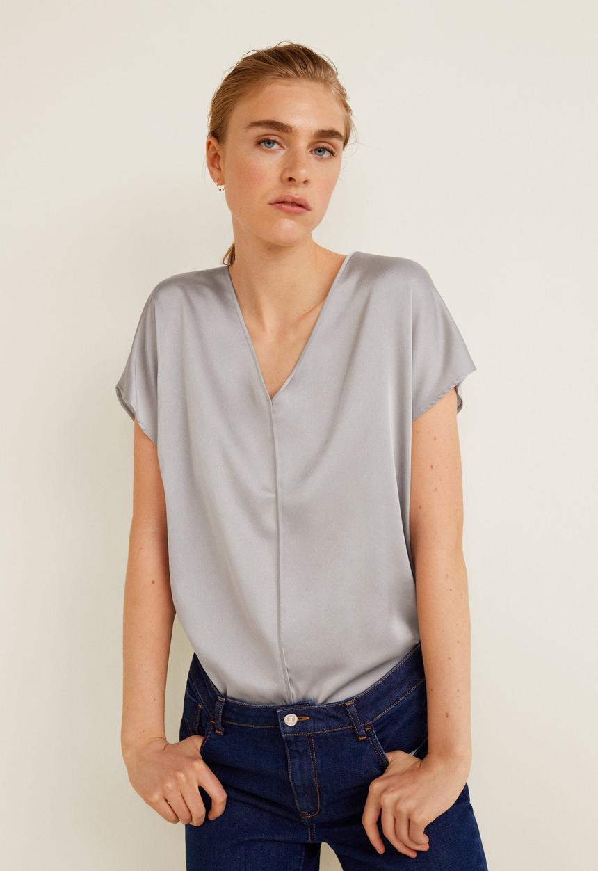 MANGO - Contrasting T-shirt - grey
