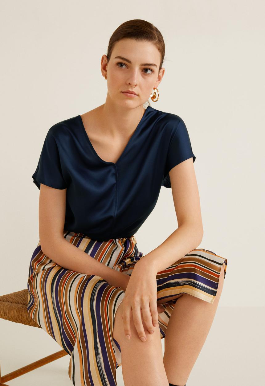 MANGO - Contrasting T-shirt - navy